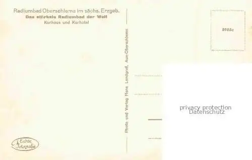 AK / Ansichtskarte  Oberschlema Erzgebirge Sachsen Kurhaus und Kurhotel Das staerkste Radiumbad der Welt