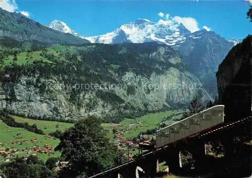 AK / Ansichtskarte  Zahnradbahn Standseilbahn Furniculaire Rack Railway-- LauterbrunnenMuerren Moench Jungfaru