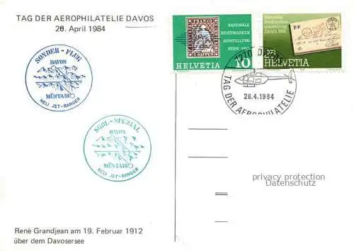 AK / Ansichtskarte  DAVOS GR Tag der Aerophilatelie René Grandjean am 19. Februar 1912 ueber dem Davosersee Sonderstempel