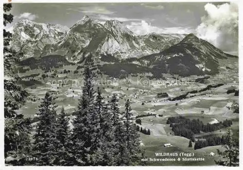 AK / Ansichtskarte  Wildhaus  Toggenburg SG Panorama Blick auf Schwendesee und Saentiskette Appenzeller Alpen