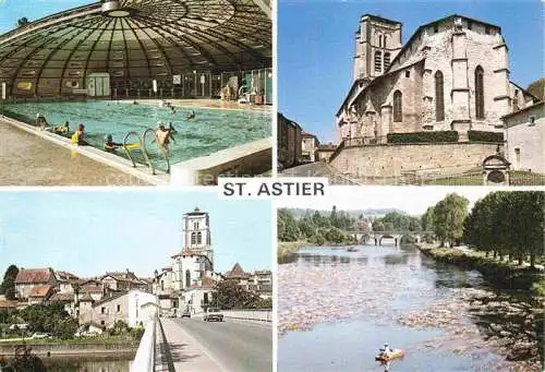 AK / Ansichtskarte  St-Astier Dordogne Piscine chauffée Eglise Pont sur l'Isle