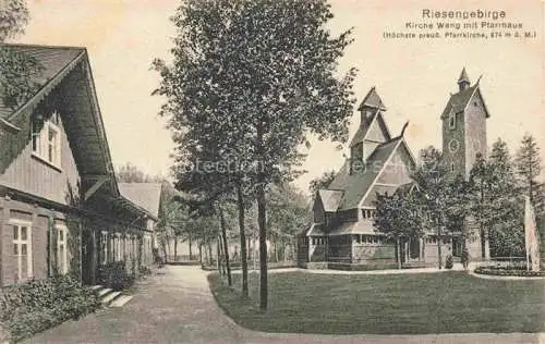 AK / Ansichtskarte  Wang  Kirche Wang Brueckenberg Karpacz Gorny PL Kirche mit Pfarrhaus Hoechste preussische Pfarrkirche