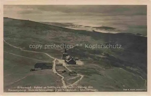 AK / Ansichtskarte  Karpacz Krummhuebel Riesengebirge PL Panorama Blick von Schneekoppe gegen Riesenbaude und Schlesierhaus