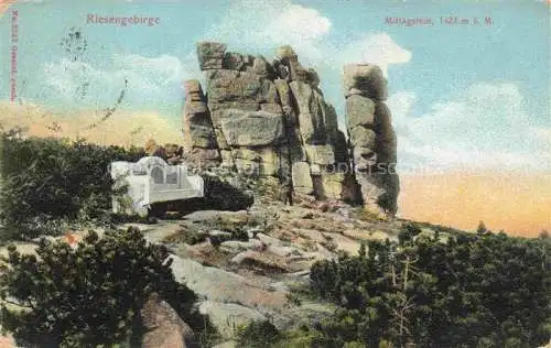 AK / Ansichtskarte  Brueckenberg Krummhuebel Riesengebirge PL Mittagstein Felsformationen