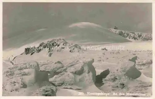 AK / Ansichtskarte  Krummhuebel Karpacz Riesengebirge PL Winterpanorama an den Mannsteinen Felsformationen