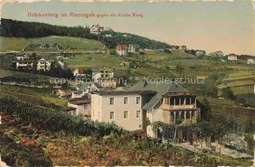 AK / Ansichtskarte  Brueckenberg Krummhuebel Riesengebirge PL Panorama Blick gegen Kirche Wang