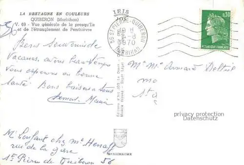 AK / Ansichtskarte  Quiberon 56 Morbihan Vue aérienne presqu'île et l'étranglement de Penthièvre
