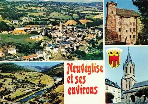 AK / Ansichtskarte  Neuveglise Saint-Flour 15 Cantal et ses environs Château de Rocheebrunne Piscine et V.V.F. de Lanau