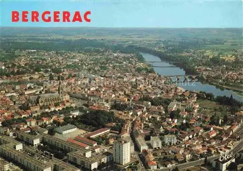 AK / Ansichtskarte  Bergerac 24 Dordogne Vue aérienne de la ville avec les deux pont sur la Dordogne