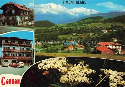 AK / Ansichtskarte  Cordon Vue panoramique et le Massif du Mont Blanc Hotellerie Mont Blanc des fleurs