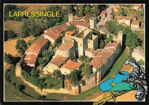 AK / Ansichtskarte  Larressingle Condom 32 Gers Village fortifié Bastide Remparts Château Eglise vue aérienne