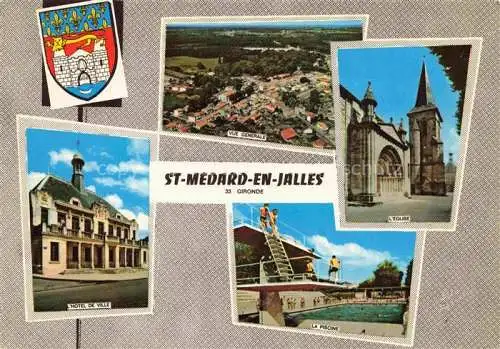 AK / Ansichtskarte  St-Medard-en-Jalles Hôtel de Ville vue aérienne Eglise Piscine