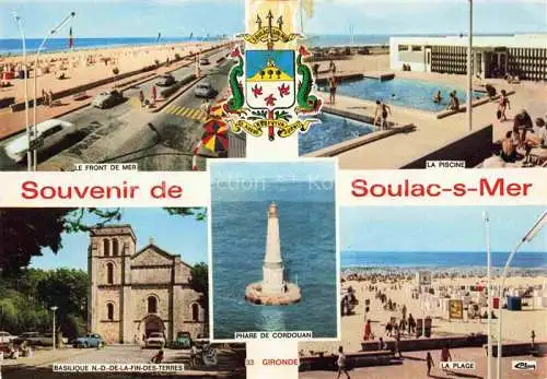 AK / Ansichtskarte  Soulac-sur-Mer 33 Gironde Plage Front de Mer Piscine Basilique Phare de Cordouan