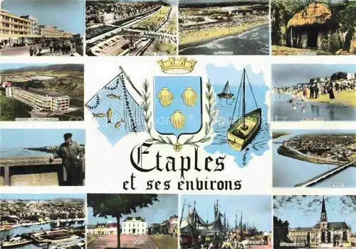 AK / Ansichtskarte  Etaples 62 Pas-de-Calais Divers aspects de la ville Port Plage Eglise