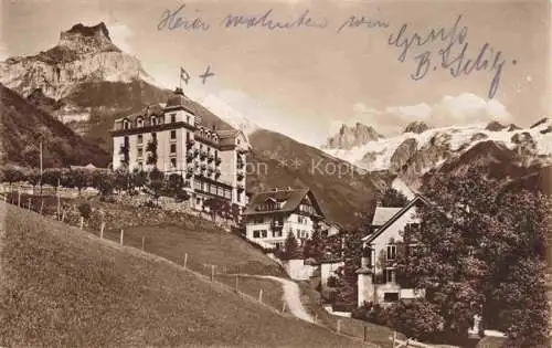 AK / Ansichtskarte  Engelberg  OW Hotel Edelweiss mit Hahnen und Spannoerter