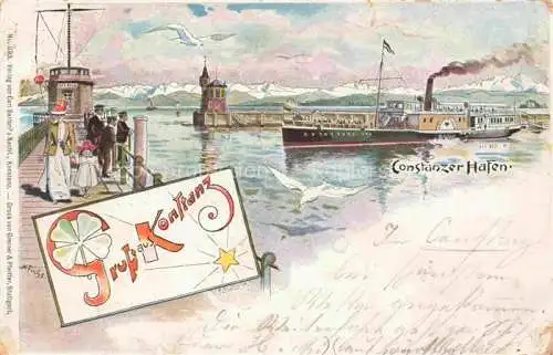 AK / Ansichtskarte  Fuchs K. Kuenstlerlitho Konstanz Hafen 