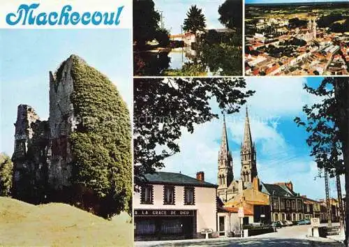 AK / Ansichtskarte  Machecoul Châteu de Barbe-Bleue Eglise vue aérienne