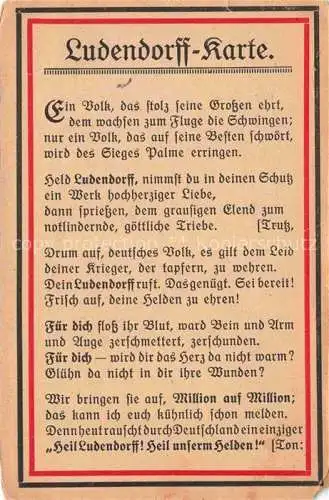 AK / Ansichtskarte  LUDENDORFF Erich Militaria Generaele Stab Text Politik Propaganda 