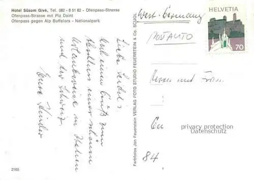 AK / Ansichtskarte  Postbus Postauto Omnibus Hotel Suesom Give Ofenpass Strasse 