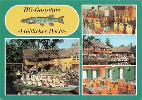 AK / Ansichtskarte  Lehde Luebbenau Spreewald HO-Gaststaette Froehlicher Hecht Restaurant Kahnfahrt