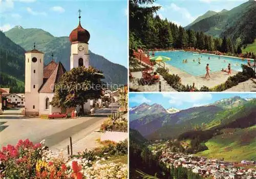 AK / Ansichtskarte  St Anton Arlberg Tirol AT Ortsmotiv mit Kirche Freibad Panorama Blick ins Tal Alpen