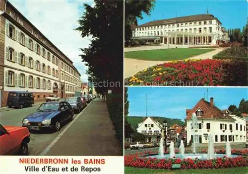 AK / Ansichtskarte  Niederbronn-les-Bains Bad Niederbronn 67 Bas-Rhin Maison de Cure Thermale Casino Municipal Fontaine Place de l'Hôtel de Ville