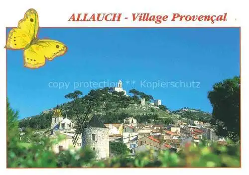 AK / Ansichtskarte  Allauch Panorama Village Provencal Moulin Eglise