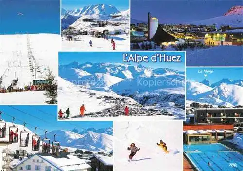 AK / Ansichtskarte  Alpe d Huez 38 Isere Wintersportplatz Alpen Skipiste Freibad Alpenpanorma