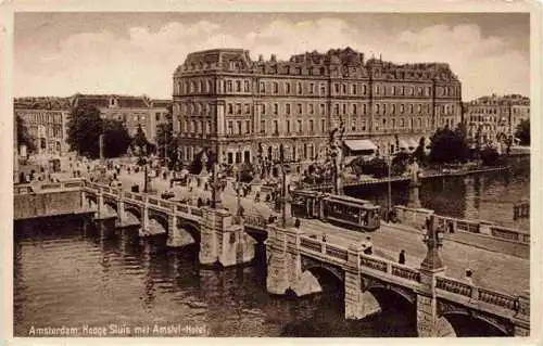 AK / Ansichtskarte  Strassenbahn Tramway-- Amsterdam Hooge Sluis met Amstel Hotel