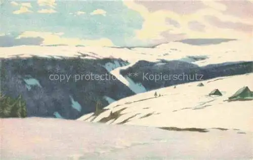 AK / Ansichtskarte  Iwan Friedrich Kuenstlerkarte an den Richterbauden Schnee