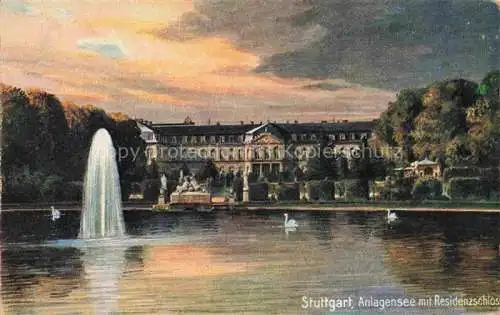 AK / Ansichtskarte  Wiedemann Verlag Wiedemann WIRO Nr. 1923B Stuttgart Anlagensee Schloss