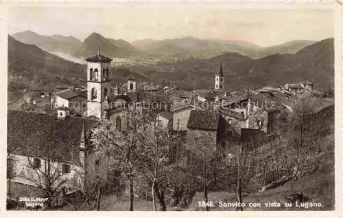 AK / Ansichtskarte  Sonvico LUGANO TI Panorama Kirche