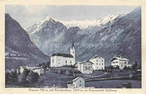 AK / Ansichtskarte  Kaprun AT Teilansicht mit Kirche Blick gegen Kitzsteinhorn Kaprunertal