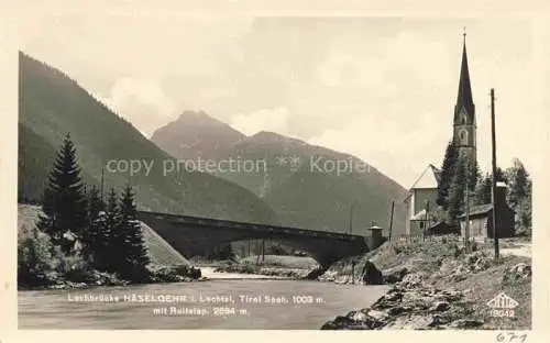 AK / Ansichtskarte  Haeselgehr Ausserfern Tirol AT Lechbruecke mit Ruitelspitz Kirche