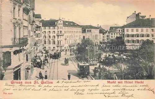 AK / Ansichtskarte  St Gallen SANKT GALLEN SG Markt mit Hotel Hecht