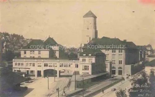 AK / Ansichtskarte  St Gallen SANKT GALLEN SG Neuer Bahnhof und Post