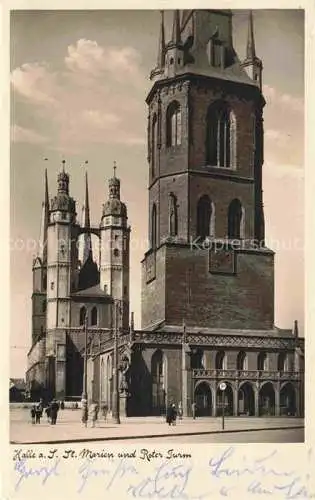 AK / Ansichtskarte  HALLE  SAALE St. Marien Kirche und Roter Turm