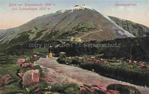 AK / Ansichtskarte  Karpacz Krummhuebel Riesengebirge PL Panorama Blick zur Riesenbaude mit Schneekoppe