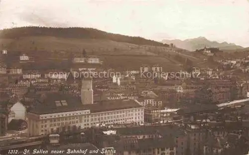 AK / Ansichtskarte  St Gallen SANKT GALLEN SG Neuer Bahnhof und Saentis