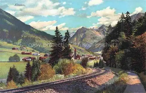 AK / Ansichtskarte  Klosters-Serneus GR Panorama Bahnlinie