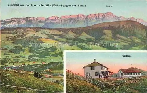 AK / Ansichtskarte  Hundwiler Hoehi mit Blick nach Saentis Gasthaus