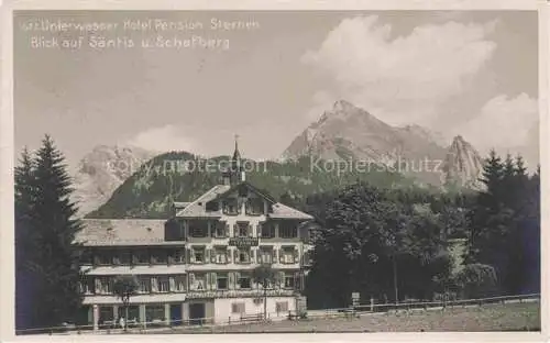 AK / Ansichtskarte  Unterwasser  Toggenburg SG Hotel Pension Sternen Blick auf Saentis und Schefberg