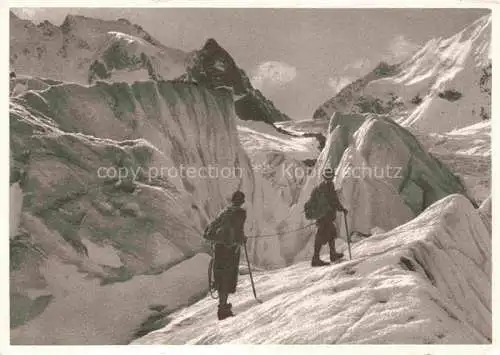 AK / Ansichtskarte  Tschiervagletscher Berninagruppe GR Bergsteiger auf dem Gletscher