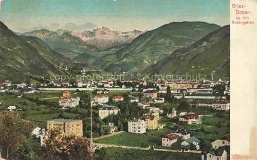 AK / Ansichtskarte  Bozen BOLZANO Suedtirol IT Panorama Blick gegen den Rosengarten Dolomiten Werbung Chemische Werke Zschenderlein