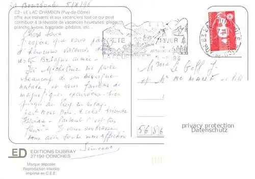 AK / Ansichtskarte  Lac Chambon Murol 63 Puy-de-Dome Badestrand Windsurfen