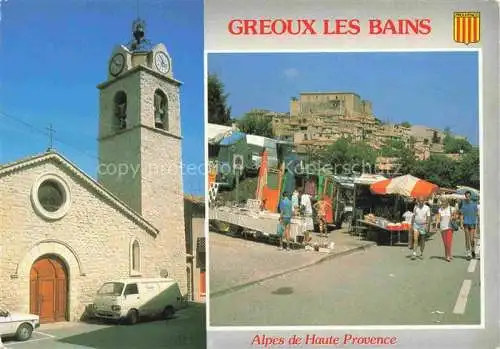 AK / Ansichtskarte  Greoux-les-Bains 04 Alpes-de-Haute-Provence Eglise Marché Station climatique sur le Verdon