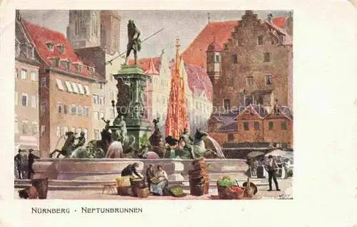 AK / Ansichtskarte  KLEY  Kuenstlerlitho Nuernberg Neptunbrunnen