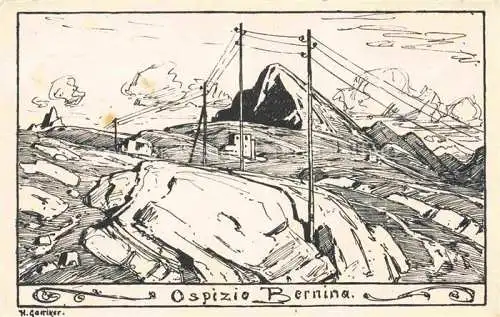 AK / Ansichtskarte  Bernina 2323m Pontresina GR Ospizio Bernina Zeichnung