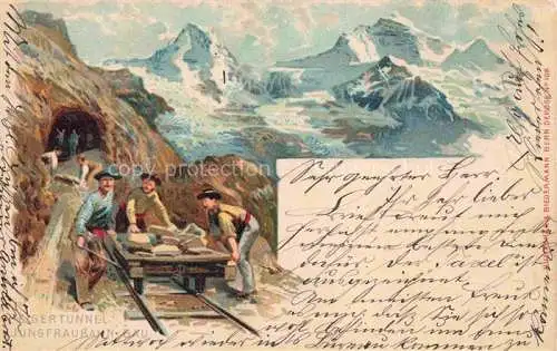 AK / Ansichtskarte  Eiger Moench Jungfrau BE Eigertunnel Jungfraubahn Bau