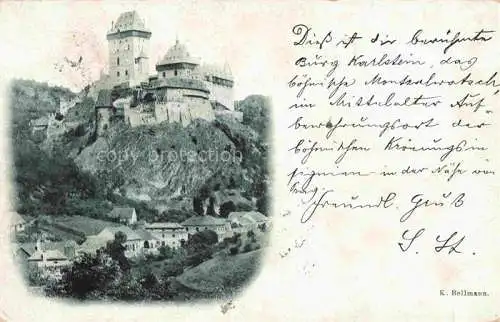 AK / Ansichtskarte  Karlstein Burg Karlstejn CZ Teilansicht mit Burg